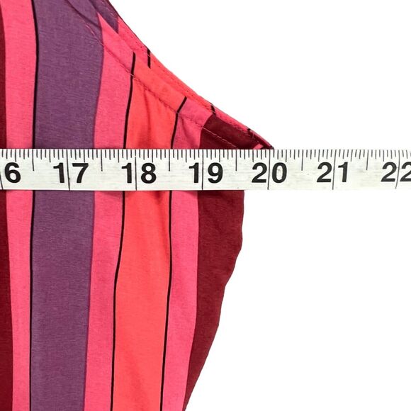 Free People Mackenzie Shirt Womens S Red Pink Striped Sleeveless Wrap Button Top - Picture 7 of 16